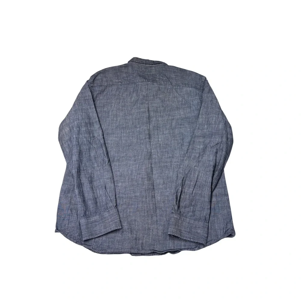 Banana Republic Mens Blue Chambray Untucked Slim Fit Cotton Shirt Large L